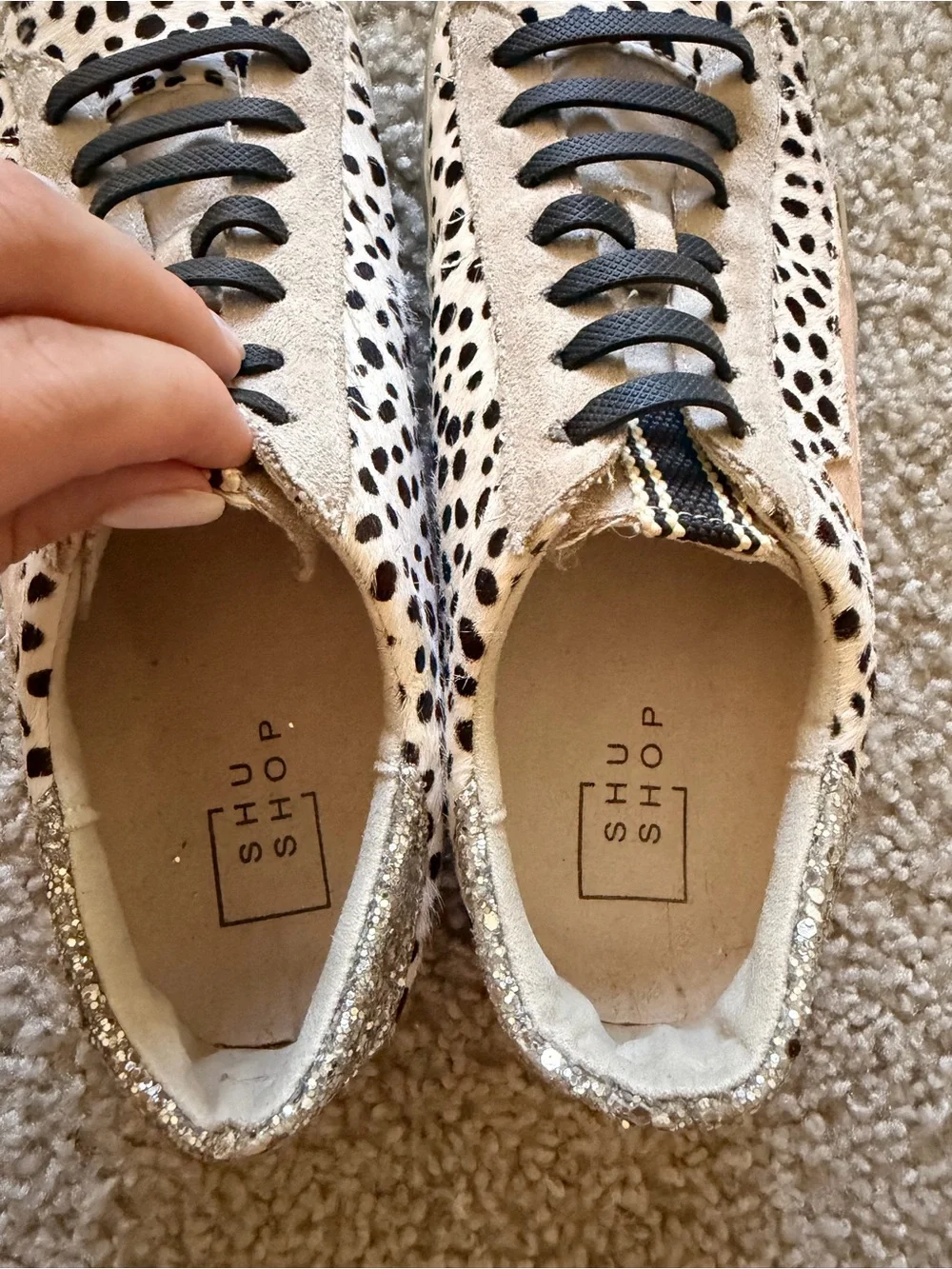 Sabina Leopard Spot Star Sneakers in Black, White & Tan
